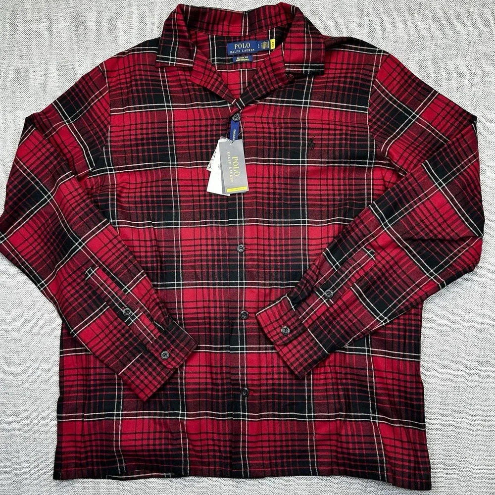 Polo Ralph Lauren Button Up Overshirt Mens L Brushed Twill Camp Loop Performance